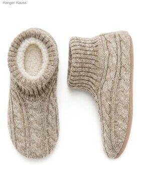 Sherpa Lined Cable Knit Slipper Socks Non Slip Cozy Gift